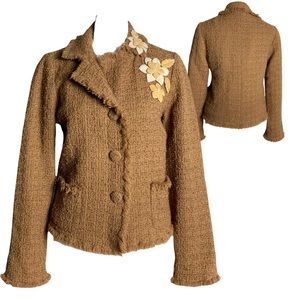 Moschino Cheap & Chic Blazer Tweed Boucle Wool Raw Hem Size 4